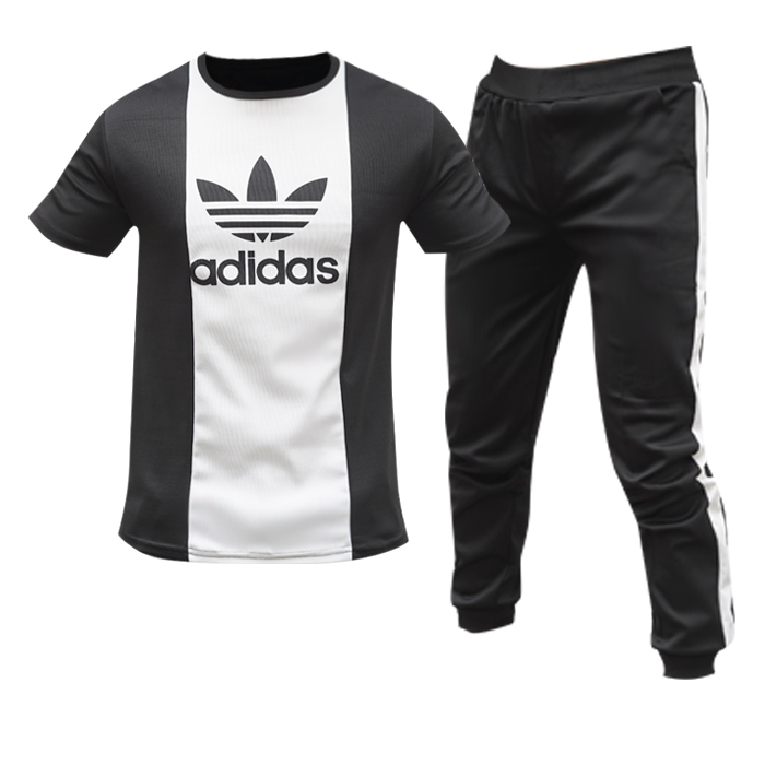 ست تیشرت شلوار مردانه مشکی سفید مدل ilia